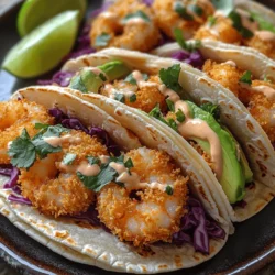 Crispy Coconut Shrimp Tacos are a delightful fusion of flavors and textures, perfect for any occasion. This dish brilliantly combines the succulent taste of shrimp with the tropical crunch of coconut, all wrapped in soft corn tortillas. These tacos are not just a meal; they are an experience that transports you to a sun-soaked beach with every bite. The contrast between the crispy exterior and the tender shrimp creates an irresistible sensation, making them a favorite among seafood lovers and taco enthusiasts alike. Whether you're hosting a casual gathering, planning a family dinner, or simply looking to elevate your weeknight meal, these tacos offer a unique twist on traditional seafood dishes that is sure to impress.
