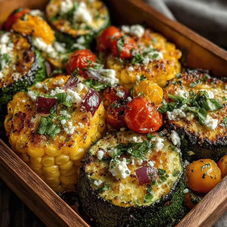 The Sunny Zucchini & Corn Sheet Pan Bake is a vibrant dish that celebrates the flavors of summer with its key ingredients: fresh zucchini and sweet corn. This easy-to-make recipe brings together the mild, slightly sweet taste of zucchini with the delightful crunch and natural sweetness of corn, creating a dish that's not only visually appealing but also packed with flavor. The addition of other colorful vegetables, such as red bell peppers and red onions, enhances the overall experience, making this sheet pan bake a feast for both the eyes and the palate.