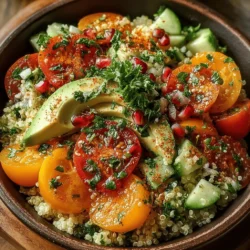 Quinoa Tabbouleh is a vibrant and refreshing salad that hails from the Middle East, traditionally made with bulgur wheat as its base. This dish is celebrated for its bright flavors, fresh herbs, and nutritious ingredients. Originating from Lebanon and Syria, tabbouleh has evolved over the years to incorporate various ingredients and styles, reflecting the adaptability of this beloved salad. In recent times, the trend toward healthier eating has led to innovative interpretations, including the incorporation of quinoa, a gluten-free superfood that boasts an impressive nutritional profile.