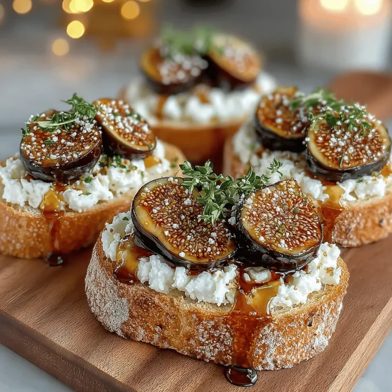 Fresh figs are the star of this recipe, bringing a unique sweetness that contrasts beautifully with the tartness of goat cheese. These seasonal fruits are typically available in late summer to early fall, making them a coveted ingredient during their peak months. Figs are not only delicious but also packed with health benefits. They are rich in vitamins A, B, and K, as well as minerals like potassium and magnesium. Additionally, figs are high in antioxidants, which can help combat oxidative stress and promote overall health. Their soft texture and natural sugars make them an excellent choice for both sweet and savory dishes, and in this recipe, they provide a juicy burst of flavor that complements the creamy cheese and the tangy balsamic reduction.