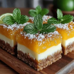 When it comes to summer desserts, few things are as delightful as a treat that encapsulates the essence of tropical flavors. Enter Tropical Paradise Mango Lime Bars, a vibrant and refreshing dessert that transports you to sun-soaked beaches with each bite. This recipe unites the sweet, lush flavors of ripe mango with the zesty brightness of fresh lime, creating a harmonious balance that is both indulgent and refreshing. Perfect for warm weather gatherings or simply as a sweet escape from everyday life, these mango lime bars are not only delicious but also surprisingly easy to prepare.