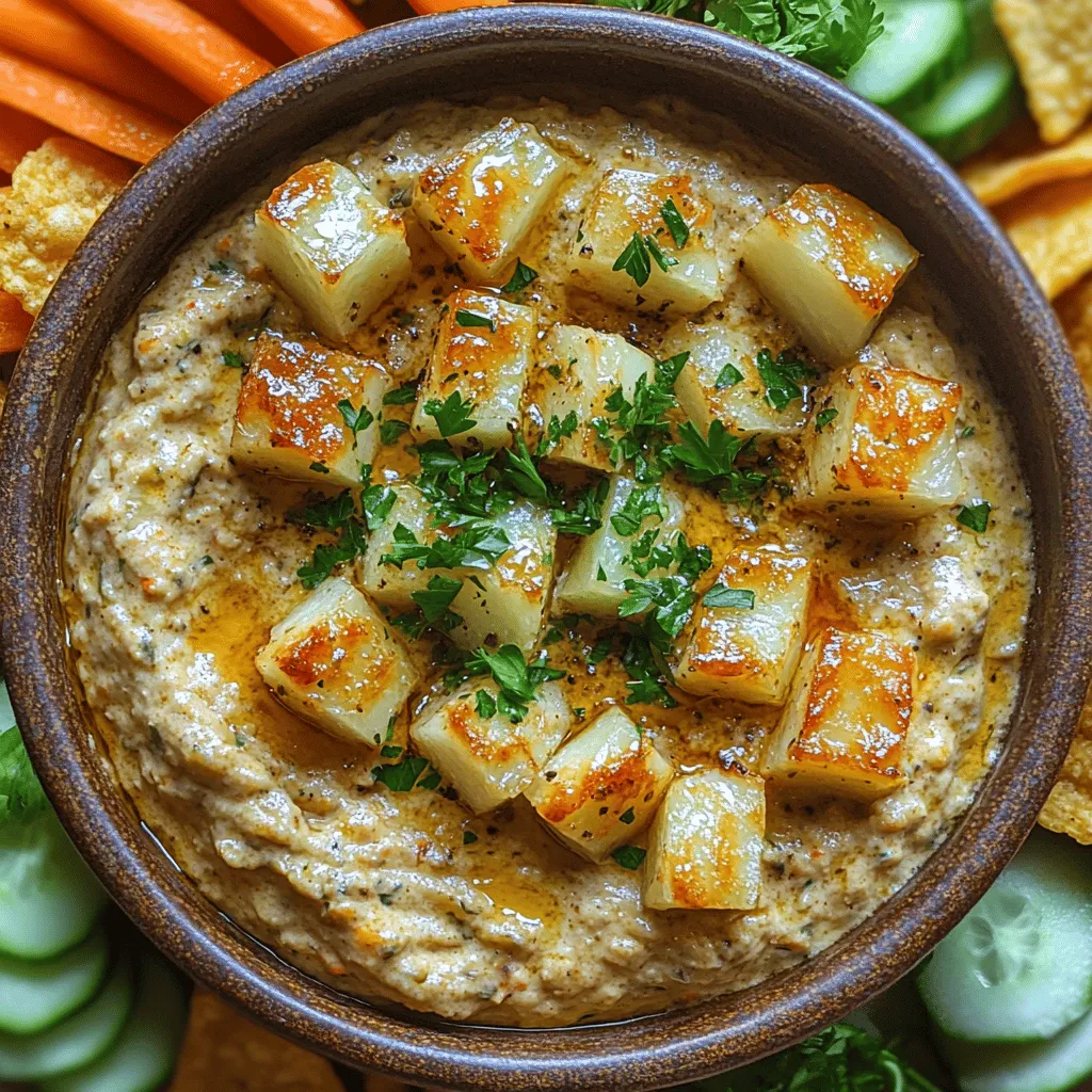 Dips have become synonymous with social gatherings, parties, and casual get-togethers. Whether it’s a cozy family night, a festive holiday celebration, or a lively game day, a well-crafted dip can elevate the experience, encouraging laughter, conversation, and, of course, indulgence. Among the myriad of options available, one dip stands out with its irresistible creamy texture and robust flavor: Creamy Roasted Garlic Bliss Dip. This dip is not just a recipe; it’s a celebration of garlic that transforms ordinary gatherings into extraordinary culinary experiences.