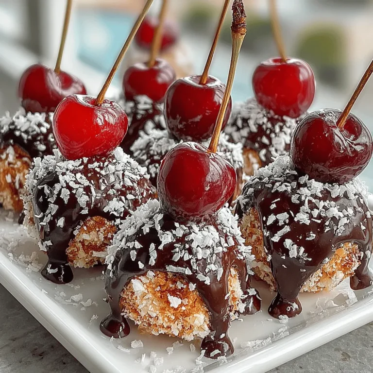 Cherry Bliss Skewers are a delightful combination of juicy cherries dipped in rich chocolate and topped with crunchy nuts and coconut. This simple yet elegant recipe is perfect for any occasion, whether you’re hosting a summer barbecue, celebrating a birthday, or simply enjoying a sweet treat at home. These skewers not only satisfy your sweet tooth but also add a touch of sophistication to your dessert table. The vibrant colors and textures make them visually appealing, while the harmonious blend of flavors ensures they are a hit among guests of all ages.