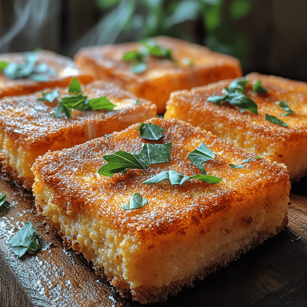 Polenta, a traditional Italian staple, has captured the hearts of home cooks and food enthusiasts around the world with its versatility and comforting qualities. Made from ground cornmeal, this humble ingredient serves as a blank canvas, allowing for a myriad of culinary creations, ranging from creamy side dishes to crispy appetizers. Among the countless ways to enjoy polenta, Crispy Parmesan Polenta Cakes stand out as a delightful option, marrying the rich, nutty flavors of corn with the savory depth of cheese and herbs. Whether you're preparing a cozy family dinner, hosting friends for an elegant gathering, or simply craving a satisfying snack, these polenta cakes are sure to impress.