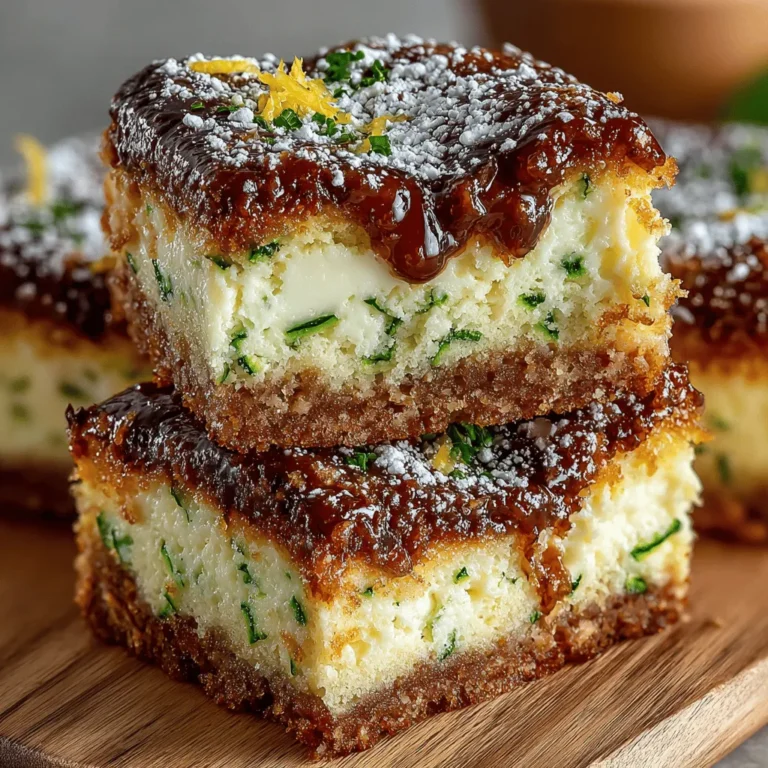 In recent years, zucchini has made its mark as a surprisingly versatile ingredient in the world of baking. While many might associate this summer squash with savory dishes, it has found its way into an array of sweet treats, proving that vegetables can indeed enhance the flavor and texture of desserts. Among the many delightful recipes, Zucchini Cheesecake Bars stand out as a unique and delectable option that combines the creamy richness of cheesecake with the subtle sweetness and moisture of zucchini. This innovative dessert not only satisfies your sweet tooth but also sneaks in a serving of vegetables, making it an excellent choice for health-conscious bakers.