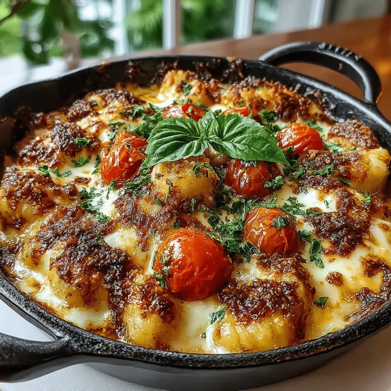 The Cheesy Baked Tomato Mozzarella Gnocchi Delight is more than just a dish; it is a celebration of flavors and textures that come together in perfect harmony. This comforting recipe combines the creamy richness of cheese, the vibrant freshness of ripe tomatoes, and the satisfying chewiness of gnocchi. Whether you’re in search of a quick and easy weeknight dinner or aiming to impress your guests with a stunning entrée, this dish is sure to deliver on both taste and presentation. With its simple yet flavorful ingredients and straightforward preparation steps, the Cheesy Baked Tomato Mozzarella Gnocchi Delight is an ideal choice for home cooks at any skill level.