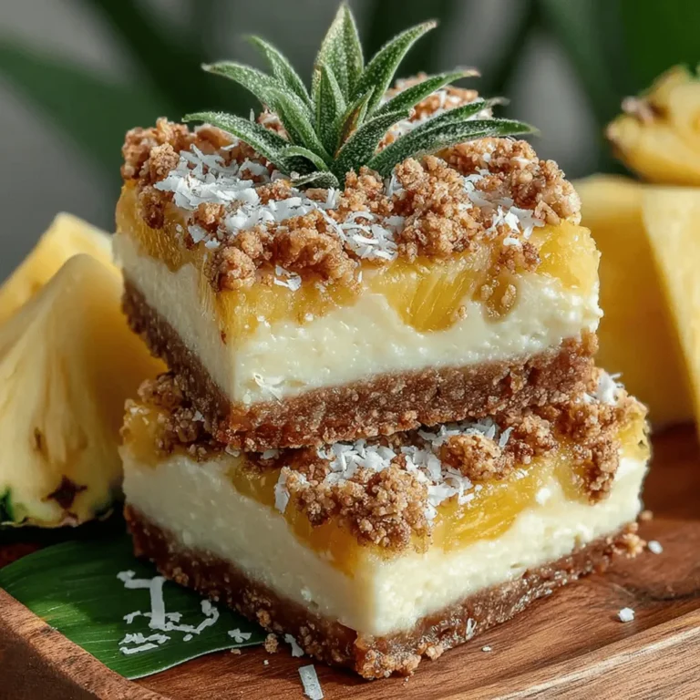 Achieving a creamy texture in your Tropical Paradise Frozen Yogurt Pineapple Crumble Bars is essential for a delightful eating experience. Smoothly combining the yogurt and pineapple ensures that every bite is rich and luscious. To achieve this, use a high-quality blender or food processor, and blend until the mixture is completely homogeneous. This not only enhances the texture but also allows the flavors to meld beautifully, creating a more enjoyable dessert.
