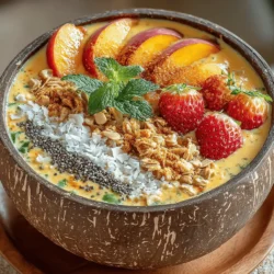 In recent years, smoothie bowls have surged in popularity as a staple of healthy eating culture. These bowls not only offer a vibrant and visually appealing meal option but also provide a myriad of nutritional benefits. Smoothie bowls allow for creativity and customization, making them a favorite among health enthusiasts and casual eaters alike. One standout recipe that embodies the essence of a refreshing and nutritious smoothie bowl is the Ginger Peach Bliss Smoothie Bowl. This delightful blend captures the sweetness of ripe peaches, the zing of ginger, and a variety of other wholesome ingredients, creating a delicious start to your day or a satisfying snack.