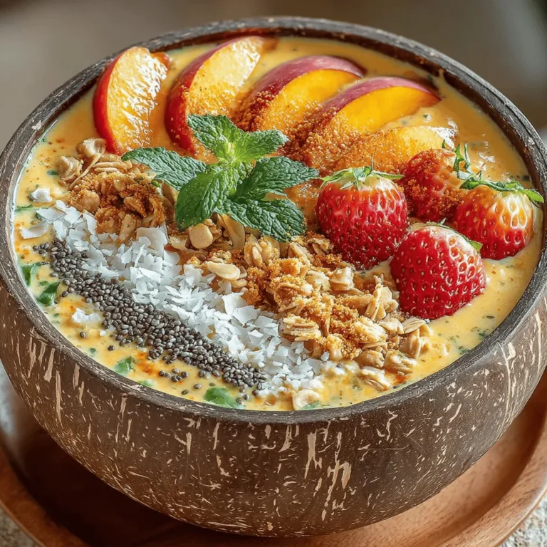 In recent years, smoothie bowls have surged in popularity as a staple of healthy eating culture. These bowls not only offer a vibrant and visually appealing meal option but also provide a myriad of nutritional benefits. Smoothie bowls allow for creativity and customization, making them a favorite among health enthusiasts and casual eaters alike. One standout recipe that embodies the essence of a refreshing and nutritious smoothie bowl is the Ginger Peach Bliss Smoothie Bowl. This delightful blend captures the sweetness of ripe peaches, the zing of ginger, and a variety of other wholesome ingredients, creating a delicious start to your day or a satisfying snack.