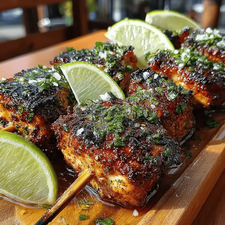 Marinating is a critical step in making Honey Lime Chicken Skewers, as it infuses the chicken with flavor and tenderness. To begin, cut your chicken into uniform cubes, about 1 to 1.5 inches each. This ensures even cooking and allows the marinade to penetrate the meat effectively.