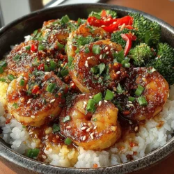 Sweet & Sticky Honey Garlic Shrimp Bowls