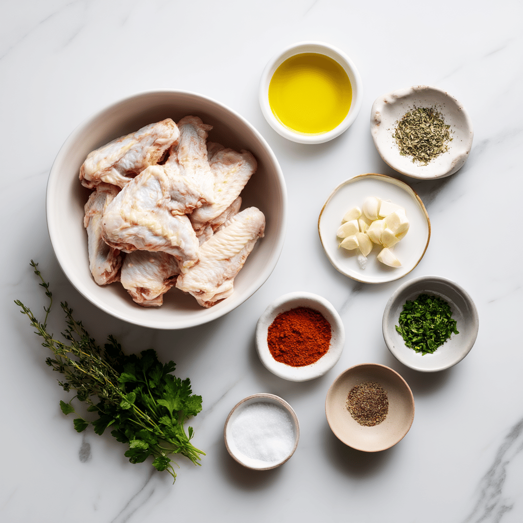 Ingredients for Crispy Air Fryer Garlic Herb Chicken Wings