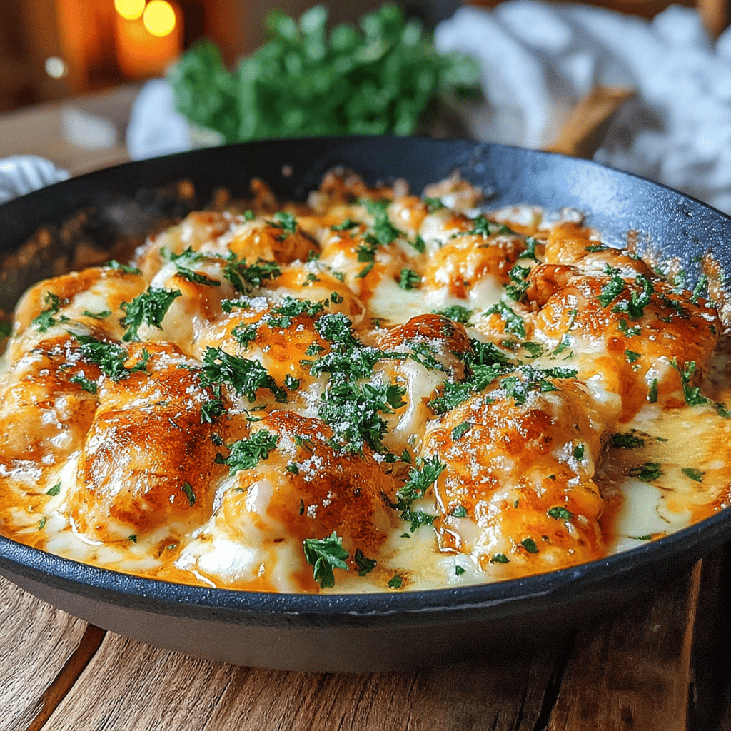 Welcome to the quick and flavorful world of the Minute Cheesy Garlic Butter Chicken Skillet! If you're a busy home cook who craves delicious meals without spending hours in the kitchen, this recipe is for you. Imagine succulent chicken breasts bathed in a rich, garlicky butter sauce, all topped off with a gooey layer of melted cheese. It’s a one-pan wonder that is not only incredibly easy to whip up but also bursting with flavor.