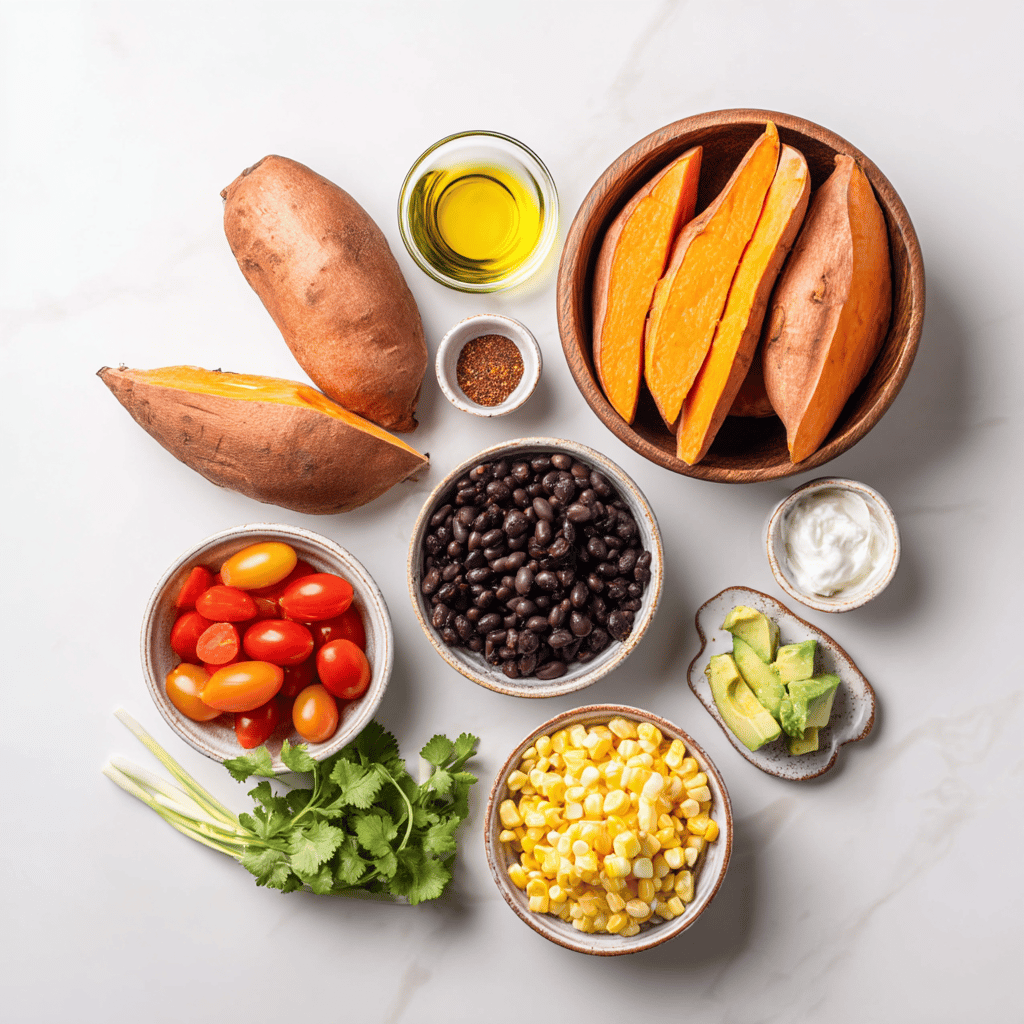 Ingredients for One-Pan Loaded Fries with a Healthy Twist