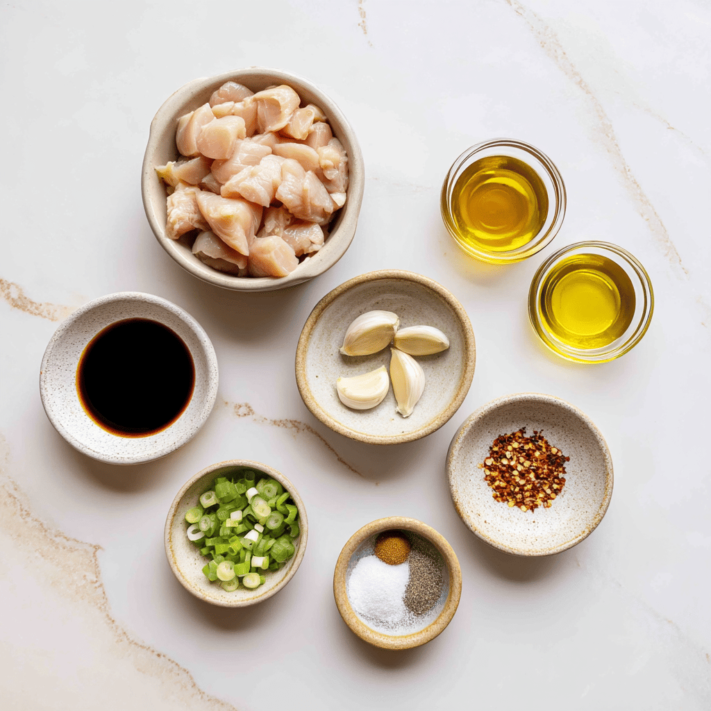 Ingredients for Quick Air Fryer Honey-Garlic Chicken Bites